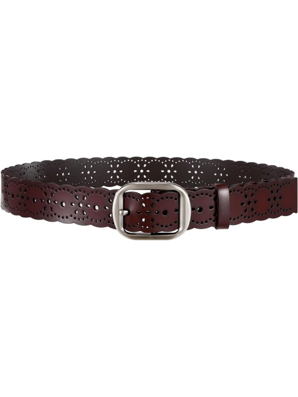 Plus Size Women's Leather Belt for Jeans & Dresses - Hollow Flower Design, Pin